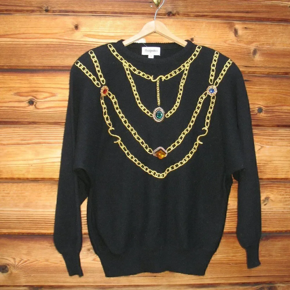 NWT Vintage 80's Black Wool Angora Sweater
